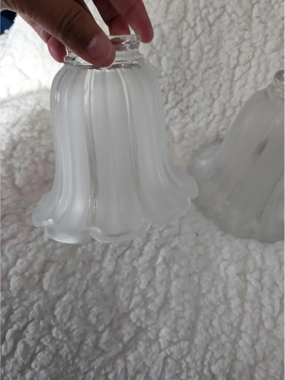 (2pc) Vintage Fluted Frosted Glass Tulip Light Fixture Globe 5.5